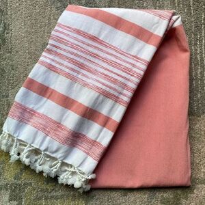 Better Homes And Gardens Coral and White Striped Fabric Shower Curtain